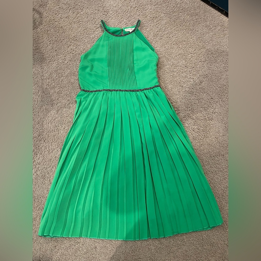 ALTAR'D STATE Green Pleated Halter Neck Sleveless Dress